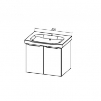 Set mobilier suspendat si lavoar Kolpasan, Lana, 65 cm, gri deschis